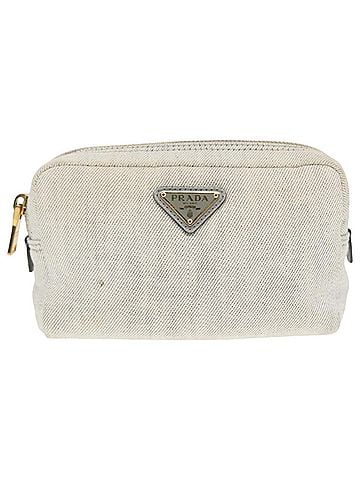 Prada Triangle Logo Beige Denim - Jeans Clutch Bag (view 1)