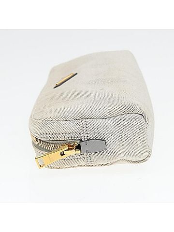 Prada Triangle Logo Beige Denim - Jeans Clutch Bag (view 2)