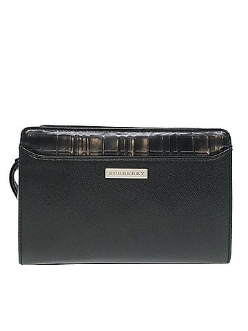 Burberry Black Leather Clutch Bag (view 1)