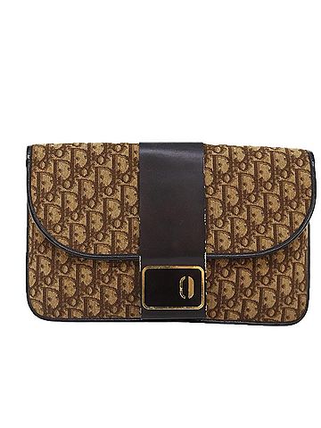 Dior Trotter Brown Canvas Clutch Bag (view 1)