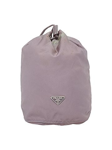 Prada Triangle Logo Purple Synthetic Clutch Bag (view 1)