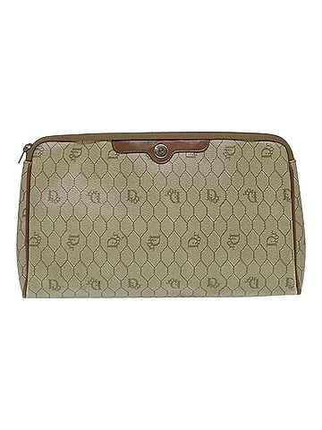 Dior Honeycomb Beige Canvas Clutch Bag (view 1)