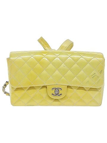Chanel Timeless Yellow Patent Leather Backpack Bag (view 1)