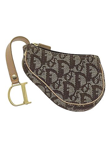Dior Saddle Brown Canvas Clutch Bag (view 1)