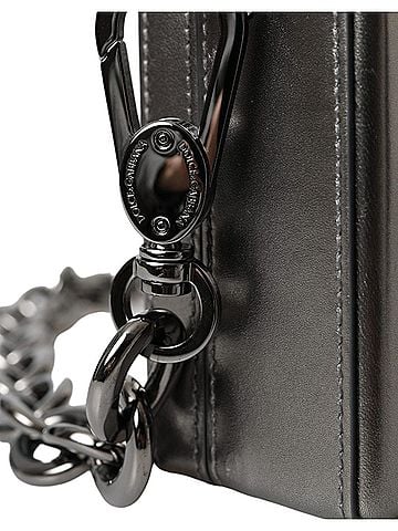 Dolce & Gabbana Basic Metallic Gray Calfskin Leather DG BOX Shoulder Women's Bag (view 2)