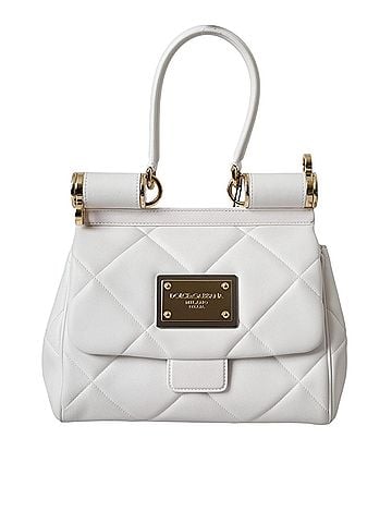 Dolce & Gabbana Basic White Calf Leather 90's SICILY Shoulder Satchel Women's Bag (view 1)