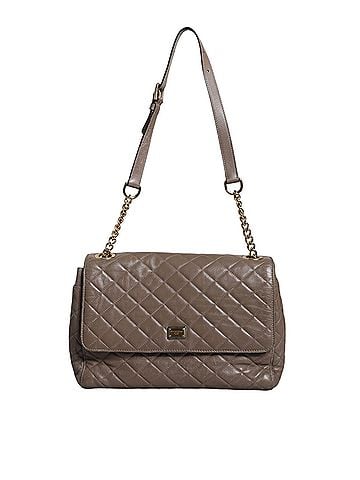 Dolce & Gabbana Basic Brown Quilted Leather Shoulder Purse Satchel Women's Bag (view 1)