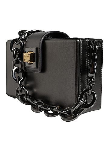 Dolce & Gabbana Basic Metallic Gray DG BOX Leather Shoulder Chain Strap Women's Bag (view 2)