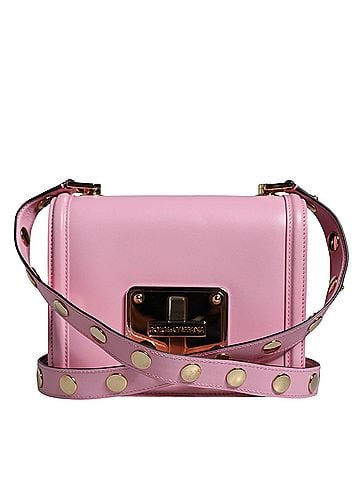 Dolce & Gabbana Basic Baby Pink LOLA Leather Studded Crossbody Strap Women's Bag (view 1)