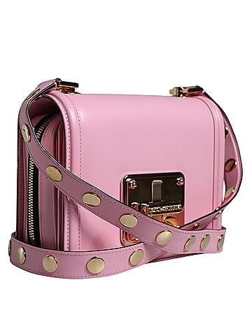 Dolce & Gabbana Basic Baby Pink LOLA Leather Studded Crossbody Strap Women's Bag (view 2)