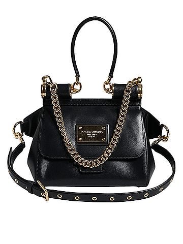 Dolce & Gabbana Basic Black Calfskin Leather SICILY Chain Strap Crossbody Women's Bag (view 1)