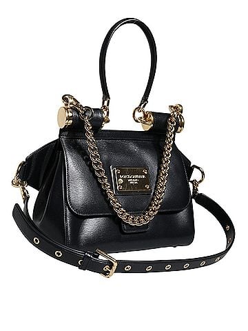 Dolce & Gabbana Basic Black Calfskin Leather SICILY Chain Strap Crossbody Women's Bag (view 2)
