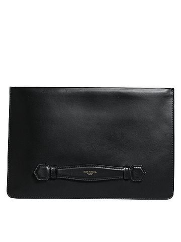 Dolce & Gabbana Basic Black Calfskin Leather Mediterranean Pouch Women's Bag (view 1)