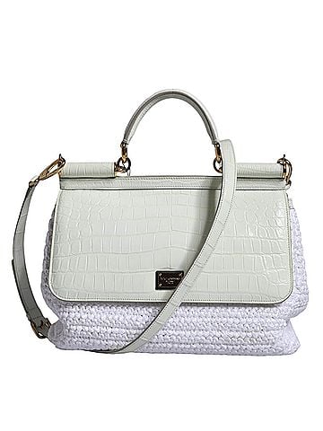 Dolce & Gabbana Basic White Rafia Leather SICILY Crossbody Women's Bag (view 1)