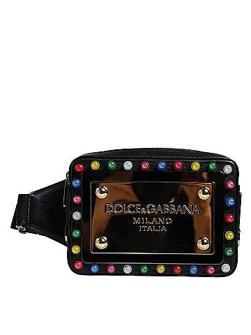 Dolce & Gabbana Basic Black Leather LED Logo Belt Waist Fanny Pack Women's Bag (view 1)