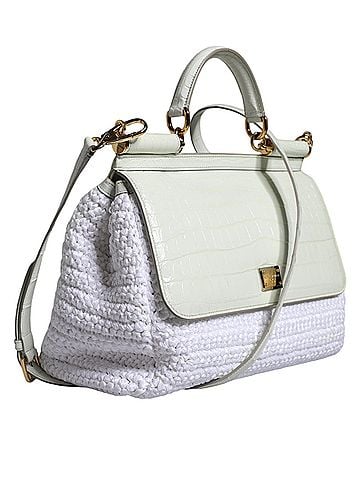 Dolce & Gabbana Basic White Rafia Leather Top Handle Crossbody Women's Bag (view 2)