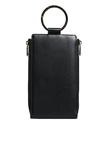 Dolce & Gabbana Basic Black Leather Logo Plaque Neck Strap Card Coin Women's Wallet (view 2)