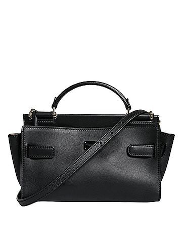Dolce & Gabbana Basic Black Leather SICILY Top Handle Crossbody Women's Bag (view 1)