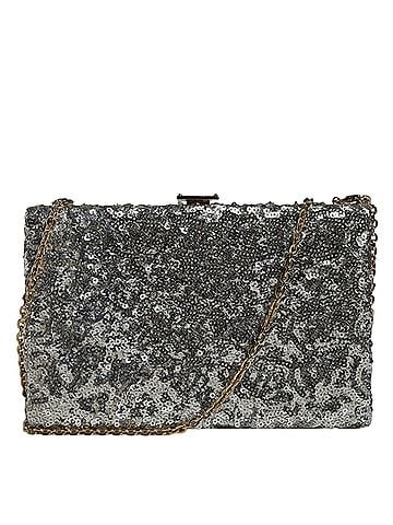 Dolce & Gabbana Basic Silver Sequined Clutch Evening Crossbody Women's Bag (view 1)
