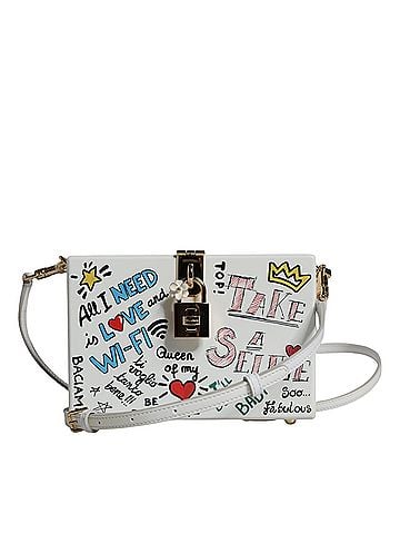 Dolce & Gabbana Basic White Graffiti Print Clutch Crossbody Women's Bag (view 1)