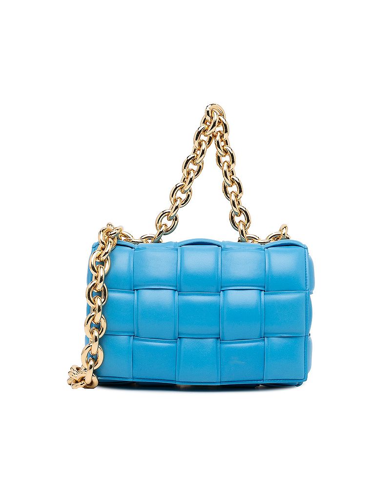 Bottega Veneta 100% Leather Blue Nappa Intrecciato Padded Chain Cassette Satchel One size - photo 1