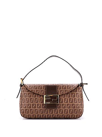 Fendi Vintage FF Buckle Curved Hobo Zucchino Coated Canvas Small (view 1)