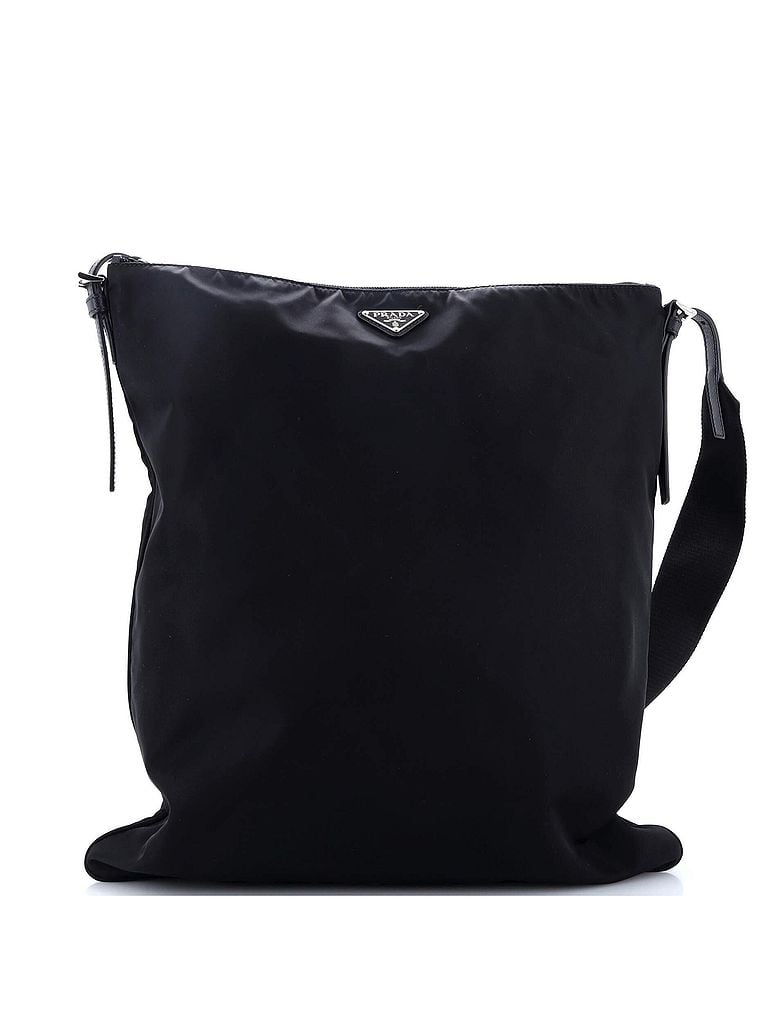 Prada 100% Nylon Black Triangle Logo Plaque Flat Messenger Tessuto Medium One size - photo 1