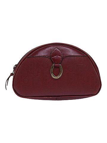Dior Demi-Lune Burgundy Canvas Clutch Bag (view 1)