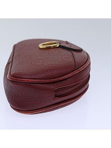 Dior Demi-Lune Burgundy Canvas Clutch Bag (view 2)