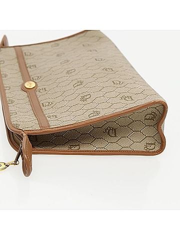 Dior Honeycomb Beige Canvas Clutch Bag (view 2)