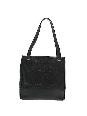 Chanel Logo Cc Black Leather Tote Bag (view 1)