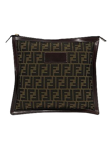 Fendi Zucca Brown Canvas Clutch Bag (view 1)