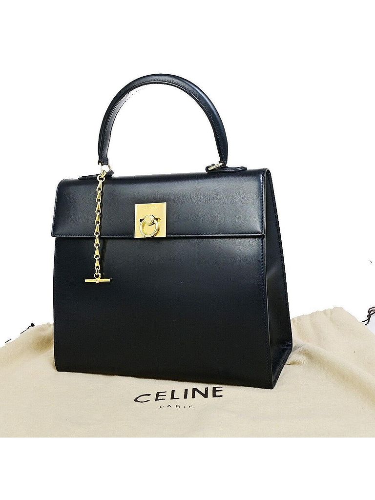Céline 100% Leather Solid Black Gancini Black Leather Handbag One size - photo 1