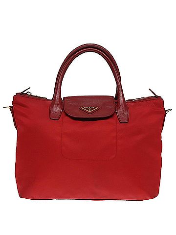 Prada Triangle Logo Red Synthetic Handbag (view 1)