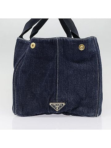 Prada Canapa Navy Canvas Handbag (view 2)