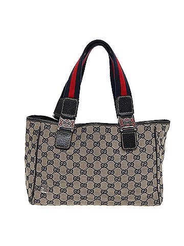 Gucci Sherry Navy Canvas Tote Bag (view 1)