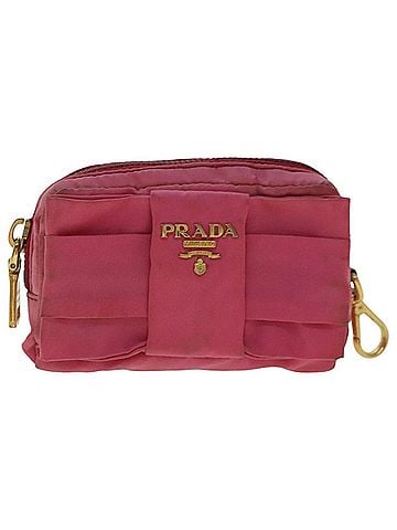 Prada Ribbon Pink Synthetic Clutch Bag (view 1)