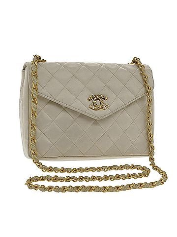 Chanel Single Flap Beige Leather Shoulder Bag (view 1)