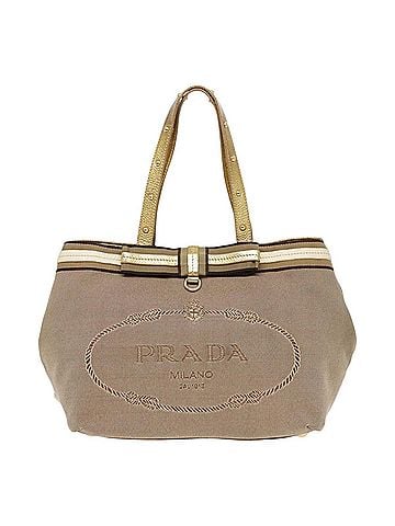 Prada Canapa Beige Canvas Tote Bag (view 1)