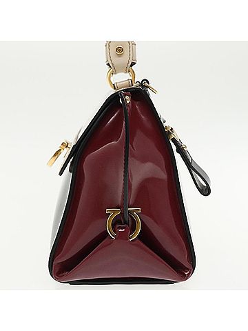 Salvatore Ferragamo Gancini Grey Patent Leather Handbag (view 2)