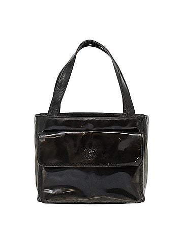 Chanel Coco Mark Black Patent Leather Tote Bag (view 1)