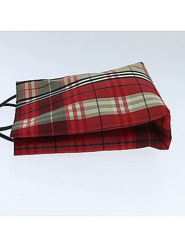 Burberry Nova Check Red Canvas Tote Bag (view 2)