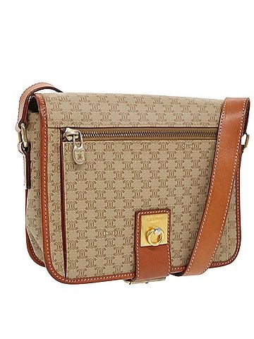 Céline Beige Canvas Shoulder Bag (view 1)