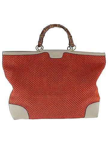 Gucci Bamboo Orange Canvas Shopper Bag (view 1)