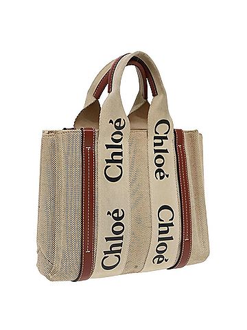 Chloé Woody Beige Canvas Tote Bag (view 1)