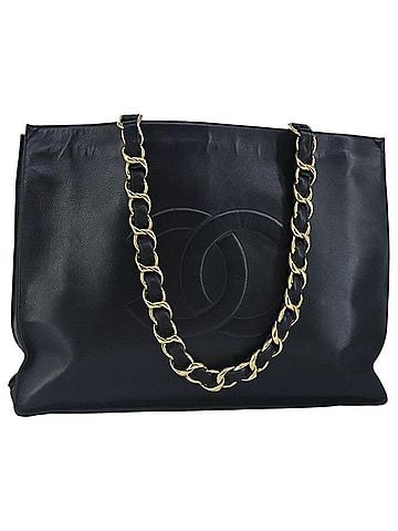 Chanel Coco Mark Black Leather Tote Bag (view 1)
