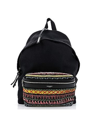 Saint Laurent City Backpack Bead Embellished Canvas Medium (view 1)