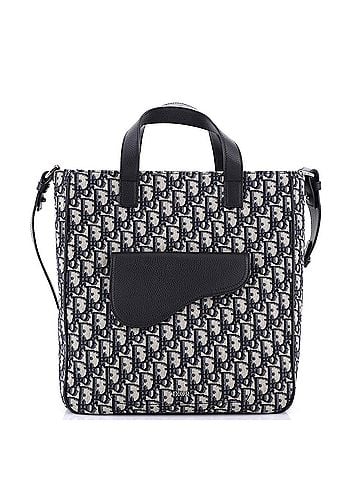 Christian Dior Saddle Tote Oblique Canvas and Leather Tall (view 1)
