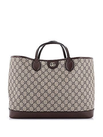 Gucci Ophidia Top Handle Shopping Tote GG Coated Canvas and Leather Medium (view 1)