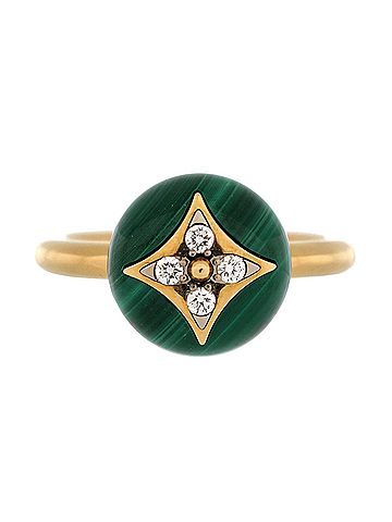 Louis Vuitton B Blossom Ring 18K Yellow Gold and 18K White Gold with Malachite and Diamonds (view 1)